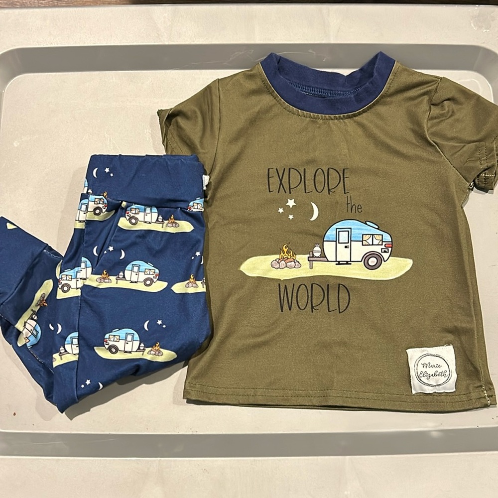 Baby boy camping boutique clothing set